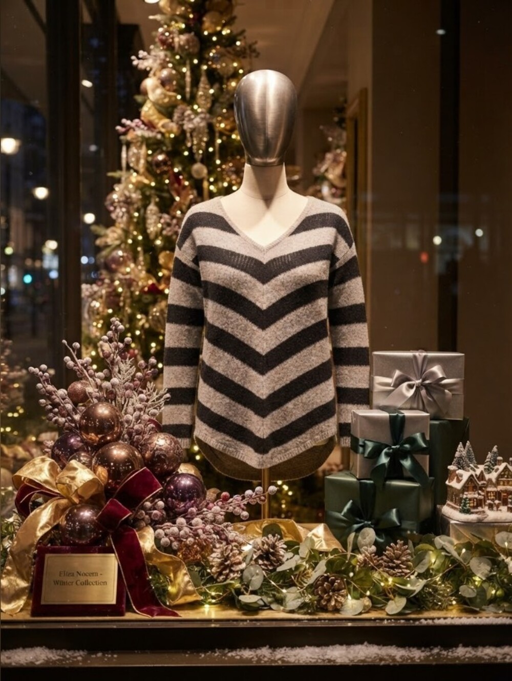 Whimsy Stylish Warm Sweater in Gray & Black